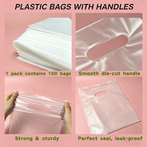 Clear <b>Plastic</b> Gift <b>Bags</b> With Handles 9x12 Inches 100 Pack For Shopping And Merchandise <b>Storage</b> - Product Image 4