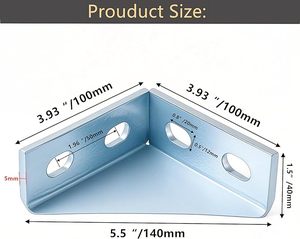 HENENG Industrial – Lot de 4 supports à angle droit renforcés à 90 degrés pour profilé en U de 1-5/8 po, en acier robuste à 4 trous, 5 mm - Product Image 3