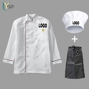 Veste et tablier de <span class=keywords><strong>chef</strong></span> classiques 100% coton pour hôtel/restaurant, vêtements de cuisine unisexes écologiques - Product Image 1
