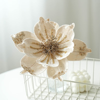 Ornements d'arbre de Noël décoration de vacances nouveau produit fleur de magnolia artificielle en tissu haut de gamme