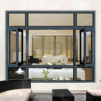 Fenêtre à battant moderne en aluminium, coupe-vent, à rupture de pont thermique, verre Low-E, style ouverture battante, cadre en alliage d'aluminium durable, insonorisée