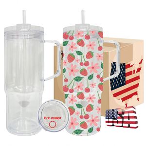 USA Clear Acrylic 40oz Snow Globe Cup Transparent <b>Double</b> <b>Wall</b> Pre-Drilled Hole Glitter Snowglobe Plastic Tumbler <b>Mug</b> with Handle - Product Image 1
