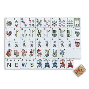 Nouvel ensemble de tuiles de mahjong de luxe 2026 en cèdre Hinoki marbré olive, Mahjong Row Co French <span class=keywords><strong>Bulldog</strong></span> Jokers, 160 pièces en acrylique - Product Image 6