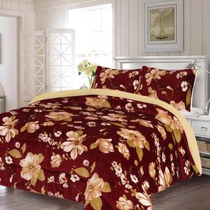 Cheap Fluffy <strong>Fleece</strong> Wedding Comforter Sets 3 PCS King Size <strong>Bedding</strong> with Floral and Plant Patterns Borrego Decorations - Product Image 2