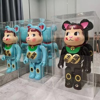 Vitrine en acrylique transparente de 3 mm d'épaisseur, brillante, anti-poussière, pour figurines Bearbrick, jouets, modèles, peluches, ours en peluche