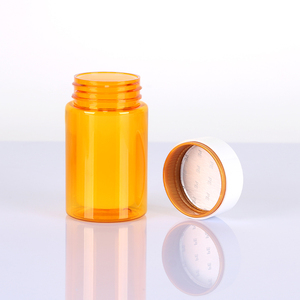 Golden Transparent Customized Capsule Bottle Pharmaceutical Packaging PET <b>Plastic</b> For Health Products With White Screw <b>Cap</b> - Product Image 4