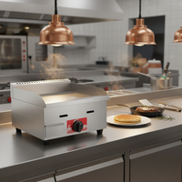 Wajan Panggang Teppanyaki Gas Stainless Steel Komersial, Meja Panggang untuk Pancake, Hamburger, Mudah Dibersihkan