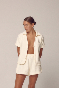 2021 New Arrival Microfiber Towel Beach Shirt and Shorts 100% Cotton <strong>Button</strong> <strong>up</strong> Short Sleeve <strong>Lady</strong> Terry Towelling Soft Towel Set - Product Image 4