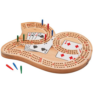Tablero de cribbage, fiesta de escritorio, cartas de póquer, madera, <span class=keywords><strong>3</strong></span> pistas, 29 clavijas de cribbage, juego de beber - Product Image 1