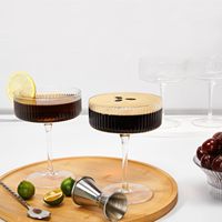 Lot de 4 coupes à martini en plastique PS de 10 oz, à long pied, design Art Déco, jetables et biodégradables, pour les fêtes