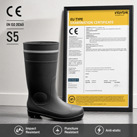 Bottes de sécurité imperméables en PVC CE avec embout et semelle intermédiaire en acier anti-perforation