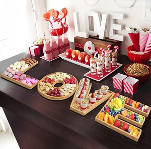 Assiette de service <span class=keywords><strong>en</strong></span> bambou à bas prix pour mariage, fête, bonbons, vaisselle, motif LOVE, assiette de service <span class=keywords><strong>en</strong></span> bambou pour restaurant - Product Image 1