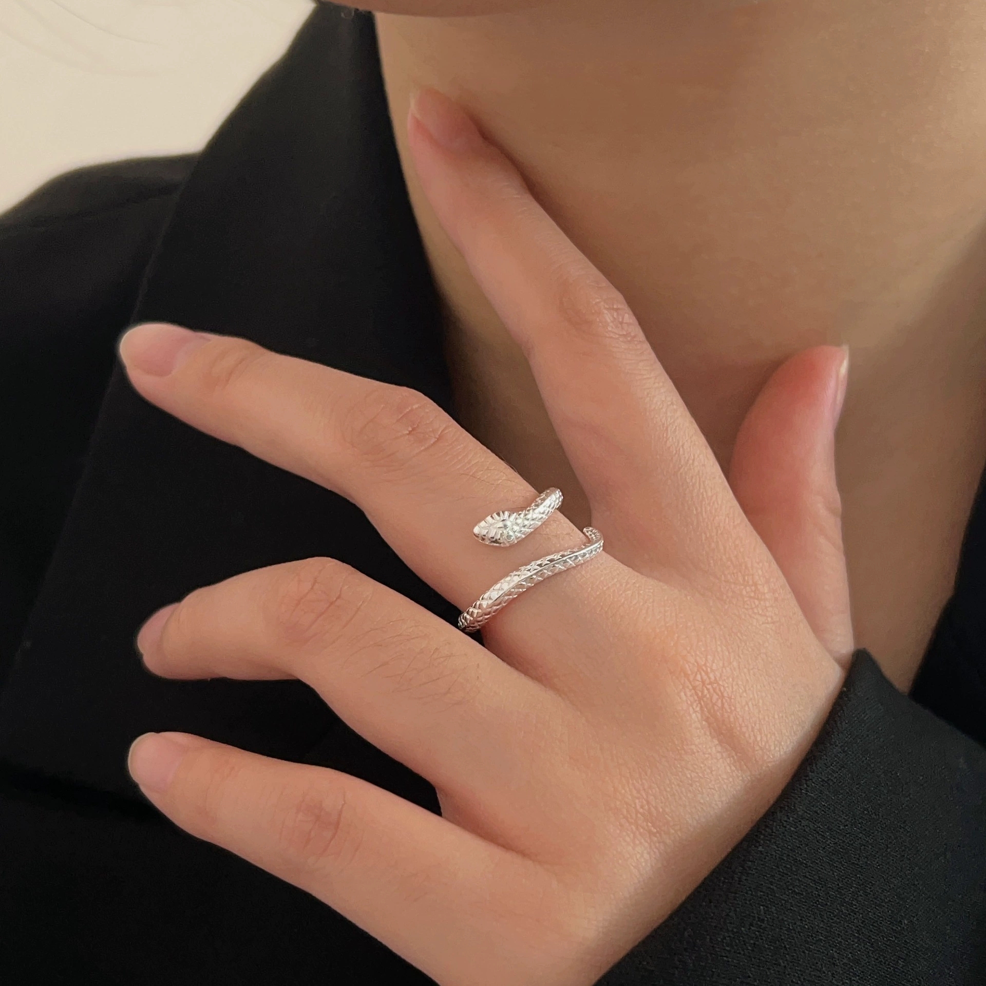 FY-JZ442 S925 Sterling Silver Ring - Adjustable & Stylish