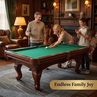 Table de billard américaine 7/8/9 pieds, cadre en bois massif, poches en cuir, plateau en ardoise écologique, haute qualité, style antique rustique