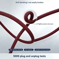 Kabel Data USB-C C Pengisian Cepat PD 60W yang Dapat Disesuaikan dan Tahan Lama, Konduktor Tembaga Murni, Nilon Kepang Burgundy untuk iPhone 18 Kamera