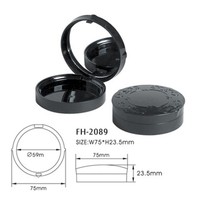 Étuis à poudre ronds avec boîte à fard à paupières noire en plastique miroir Emballage cosmétique Blush on case