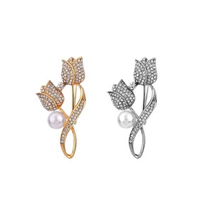Broche de tulipán de estilo chino, moderno y retro, para cuello, abrigo, chaqueta, pin, accesorio de traje - Product Image 5