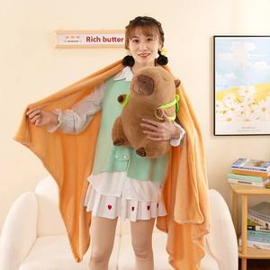 2合1水豚毛绒玩具毛毯便携式卡通海龟围巾卡皮巴拉毛绒公仔靠垫枕头毛毯 - Product Image 5