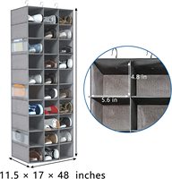 Porte-chaussures sur mesure, étagère à chaussures suspendue, organisateur de placard avec 30 sections, 6 poches en filet, peu encombrant