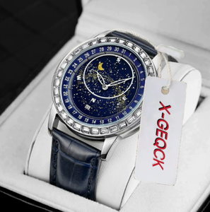 Custom Logo Starry Sky Men's Watch Luxury <b>Automatic</b> Mechanical Wristwatch OEM Factory Supplier Leather Band Diamond Watch - Product Image 1
