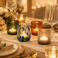 Porte-bougie en verre artisanal, support de bougie chauffe-plat coloré de luxe pour la décoration de la maison, accent romantique pour la table