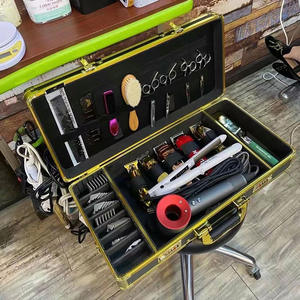 Portable Aluminum Barberia <strong>Briefcase</strong> Barber Tools Suitcase Salon Password Gold Barber Case, Metal Barber Organizer <strong>Box</strong> - Product Image 6