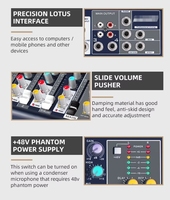 Vente en gros BT USB interface audio 4CH F 7 canaux Mini table de mixage audio pour la maison karaoké enregistrement en direct
