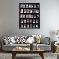 24x32 Graded Sports Card Display with UV Protection Lockable Wall Frame Cabinet for Basketball Football Baseball Trading Card