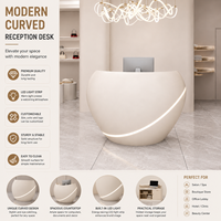 Bureau de réception rond de luxe avec éclairage LED, comptoir de réception moderne pour salon, spa, boutique