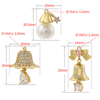 Breloques en Cuivre 18K Thème Noël, Zircon, Perle, Chapeau de Père Noël, Clochette, Pendentif pour Fabrication de Bijoux DIY