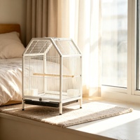 Cage à perroquet en forme de maison pour l'intérieur et l'extérieur, portable, suspendue, avec plateau à déchets amovible pour petits oiseaux de compagnie