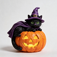 Décoration d'Halloween réutilisable en résine, chat noir et citrouille, idéale pour la maison, le bureau ou les fêtes – Meilleure vente