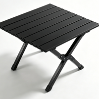 Table de camping pliante portable à plateau roulant YXT-001 en acier au carbone galvanisé résistant à la rouille, plateau en lattes de bois 60x60cm