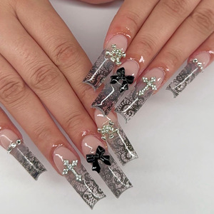 Extensions d'ongles artificiels extra longues de luxe avec breloques 3D pour fêtes, faux ongles à presser de haute qualité, vente en gros, promotion exceptionnelle - Product Image 2