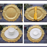 Assiette de présentation dorée 13 pouces, vaisselle de mariage, assiette à fruits en plastique, plateau de service