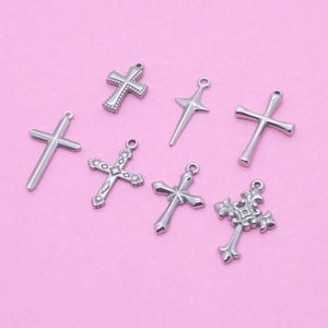 จี้รูปกางเขนสแตนเลส อุปกรณ์ทำเครื่องประดับ DIY สำหรับสร้อยข้อมือ สร้อยคอ ชุด 12 ชิ้น ผิวขัดเงา - Product Image 3