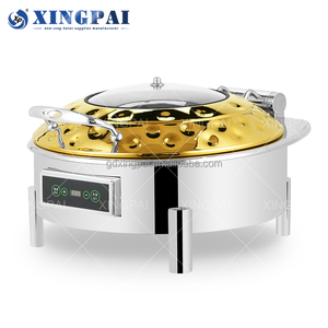 Matériel <span class=keywords><strong>de</strong></span> restauration XINGPAI, réchaud à buffet en acier inoxydable martelé, réchauds <span class=keywords><strong>de</strong></span> luxe en or avec couvercle en verre - Product Image 2