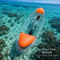 Kayak transparent en polycarbonate pour une personne, canoë transparent, bateau à rames pour la mer, le lac, les sports nautiques