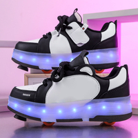 Chaussures personnalisées 2-en-1 avec roues, patins à roulettes à 4 roues, lumières LED rechargeables par USB, chaussures de sport élégantes pour activités de plein air