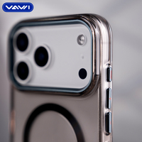 VAWI B086 Housse de protection mobile transparente antichoc avec lentille Cadre en métal I Coque de téléphone pour iPhone 17 16 15 14 13 Pro Max