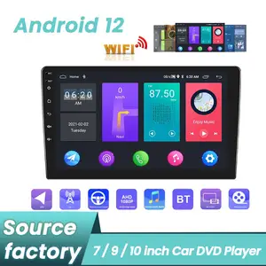 Radio con GPS para coche, reproductor de DVD Universal con Android 12, 7 / 9 / 10 pulgadas, pantalla táctil, Carplay, 10 + más características