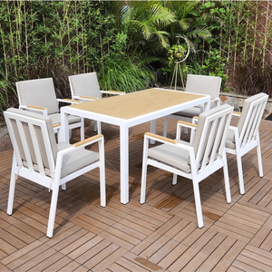 Set di Sedute da Balcone Contemporaneo, Arredamento da Giardino di Lusso, Tavolo e Sedie da Esterno Popolari per Caffè, Cucina, Feste, Struttura in Alluminio - Product Image 1