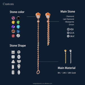 14K リアル ゴールド スタッド ピアス トレンディ シンプル スタイル プレーン ゴールド 14K 18K ローズ ゴールド イヤリング ファイン ジュエリー 卸売 ジルコン ピアス - Product Image 2