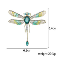 Mode femmes insecte libellule revers broche broche cristal strass libellule broches pour la décoration quotidienne