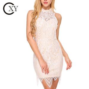 เดรสลูกไม้รัดรูปสั้นวินเทจสำหรับงานปาร์ตี้ชุดเดรสผูกคอแบบหรูหราออกแบบได้ตามต้องการ - Product Image 2