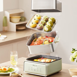 Cuiseur vapeur électrique Little Bear DZG-F30J2 à trois niveaux, 10L, avec minuterie numérique, pour la maison, machine à petit-déjeuner - Product Image 4