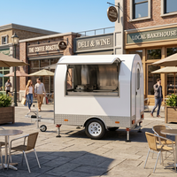 Remorque alimentaire de 7 pieds, Food Truck mobile, Bar mobile en acier inoxydable pour desserts, glaces, pizzas, café, boulangerie, bière
