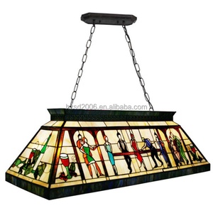 Lustre Tiffany 47 pouces pour table de billard/snooker avec 6 lumières, en verre teinté, pour éclairage de salle à manger, lampe de taille moyenne - Product Image 6