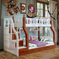 AILICHEN 2025 Lit superposé double en bois massif moderne, vente chaude, blanc, bleu, rose, marron pour la chambre d'enfant, l'hôtel, la chambre à coucher contemporaine