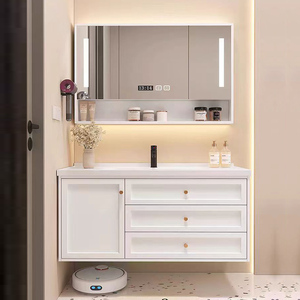 Meuble de salle de bain de style français, design moderne, lavabo d'hôtel, meuble-lavabo avec miroir - Product Image 2